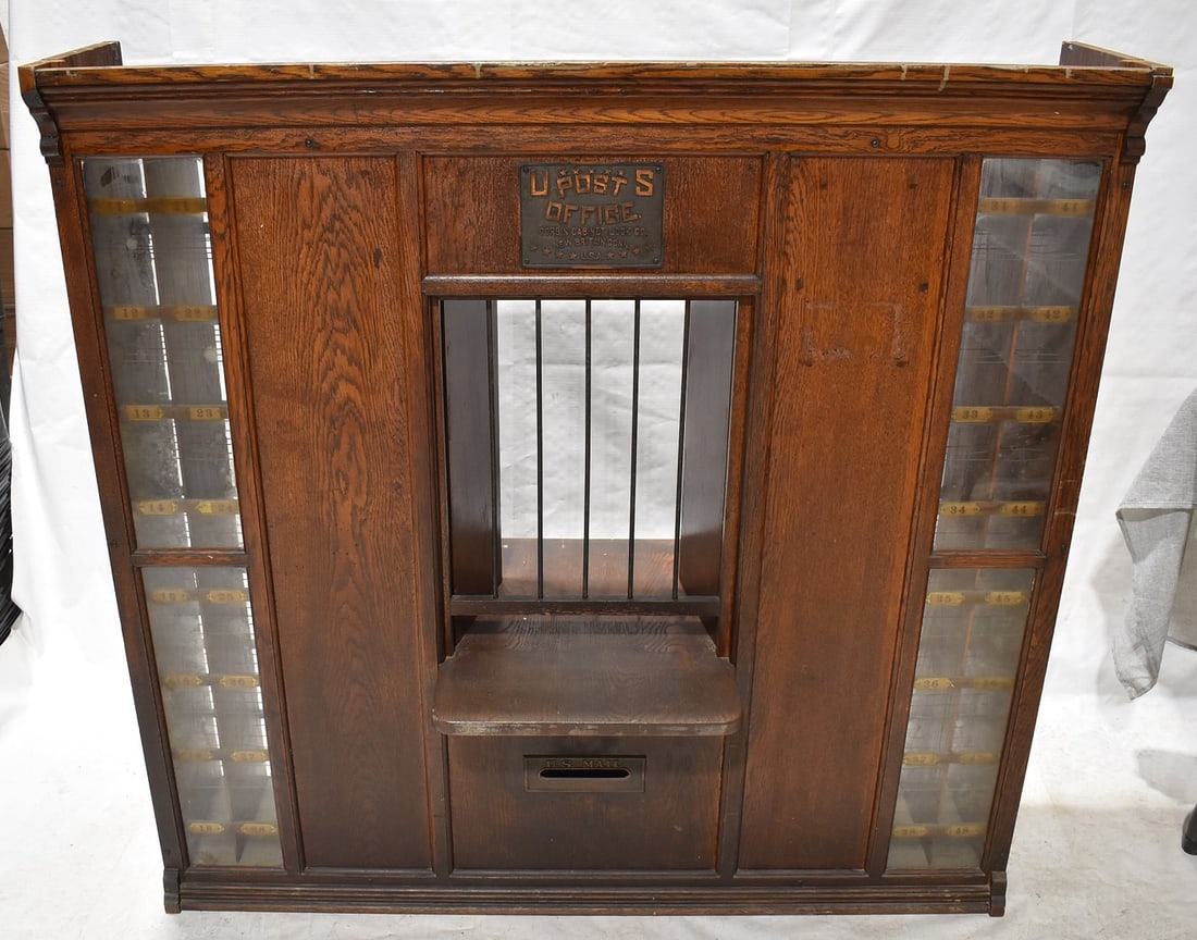 VICTORIAN OAK POST OFFICE W/PLAQUE, 19TH C. (1 of 7)