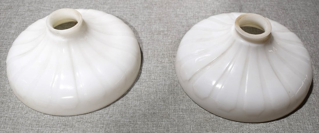 LOT (2) MILK GLASS COUNTRY STORE LAMP SHADES, 19/20TH C. (1 of 4)