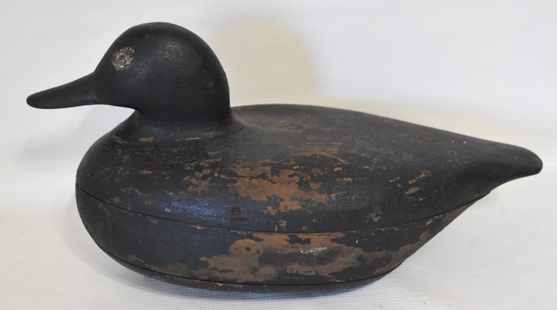 FINE FOLK ART HOLLOW BODY BLACK DUCK DECOY 19TH C. (1 of 6)