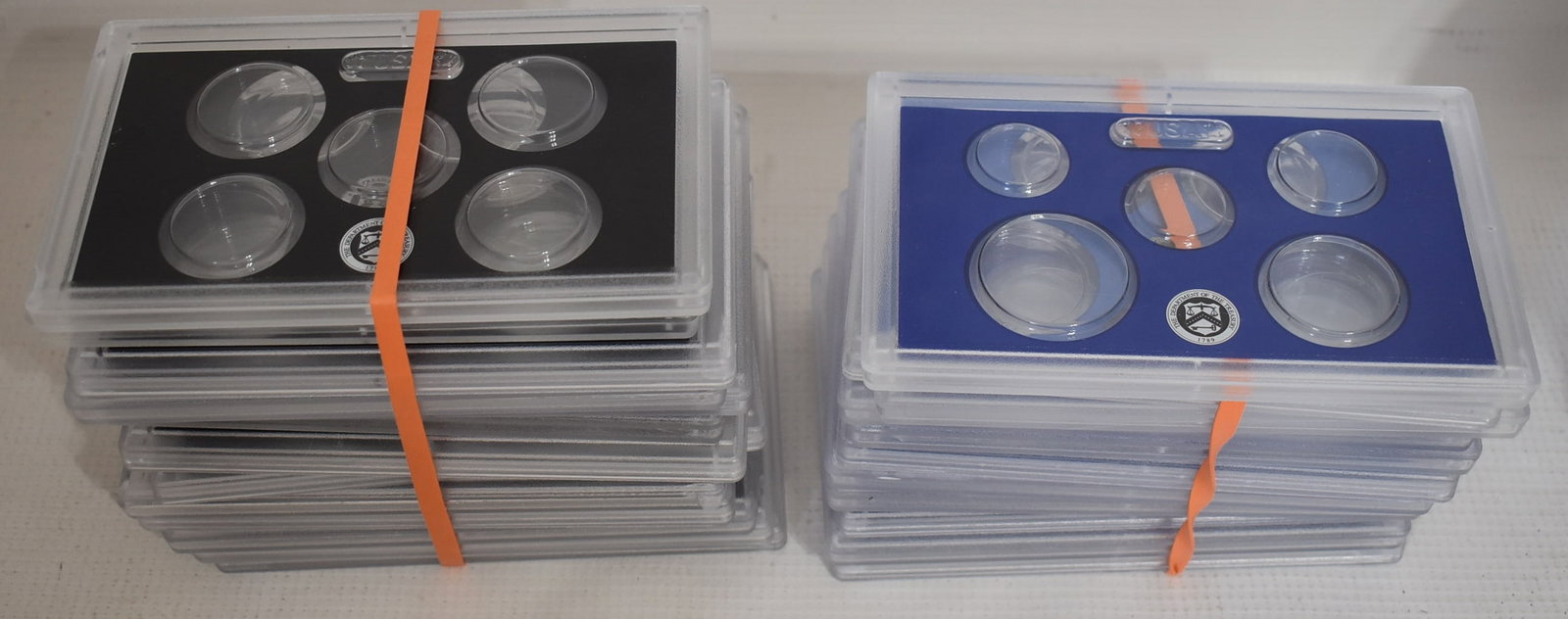 BOX LOT ASSORTED COIN BOXES/HOLDERS - 9
