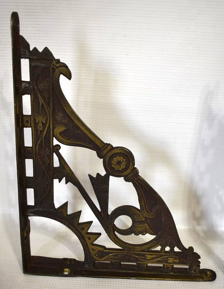 PAIR VICTORIAN BRASS SHELF BRACKETS, 19TH C. - 3