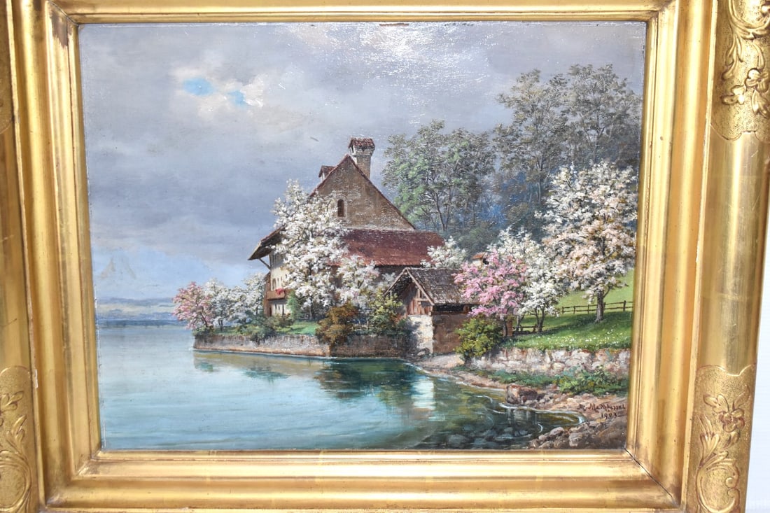 O/B CHERRY/APPLE BLOSSOMS SIGNED A. METHFESSEL 1903 - 3