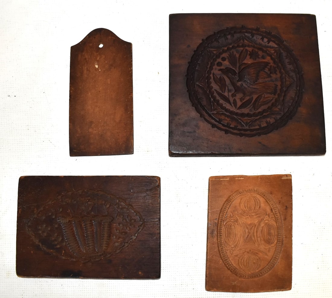 LOT (4) COUNTRY CHIP CARVED BREAD BOARDS, 19TH C. (1 of 10)
