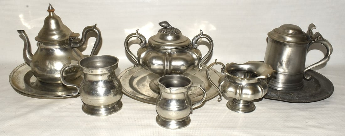 LOT (10) ASSORTED PEWTER INCL. TANKARD, TEAPOTS (1 of 16)