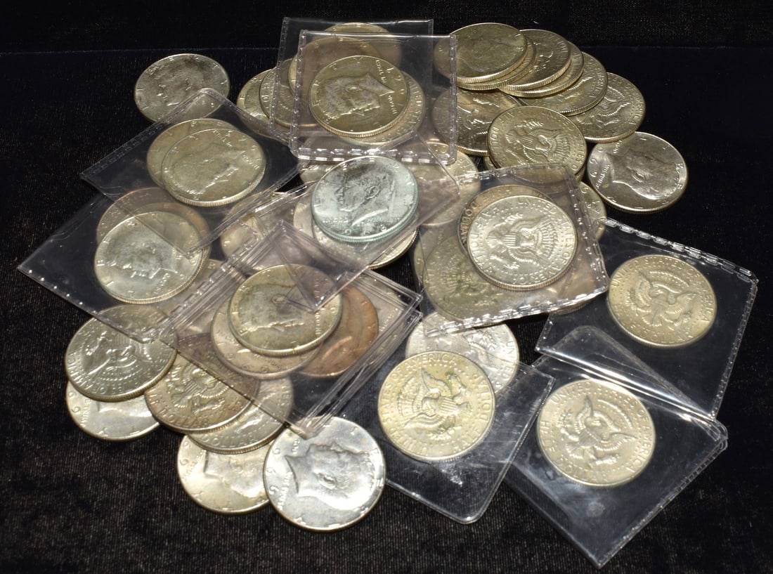 LOT(50) U.S. KENNEDY SILVER CLAD HALF DOLLARS C.1965/69 (1 of 3)