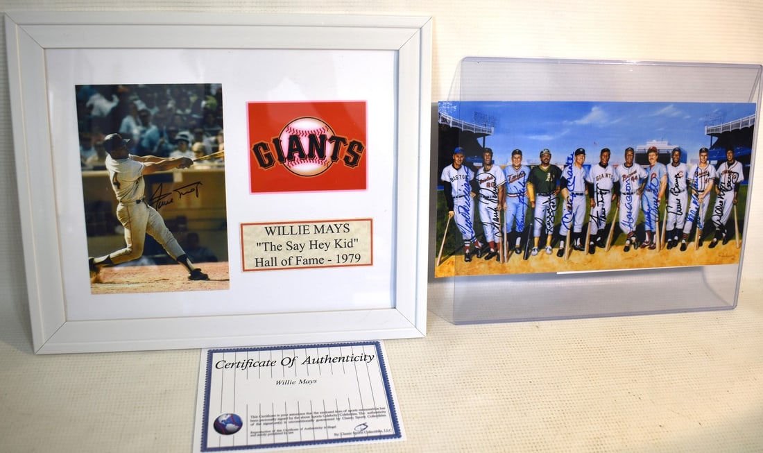 LOT(2) AUTO. PHOTO'S HOME RUN CLUB & WILLIE MAYS W/COA: LOT (2) AUTOGRAPHED PHOTO'S OF 500 HOME RUN CLUB AND WILLIE MAYS W/COA'S, 5" X 7", 8" X 10"