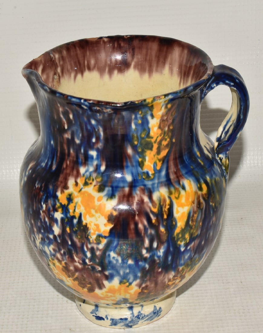 ENGLISH SPATTERWARE PITCHER, 19TH C., H. 5" (1 of 7)