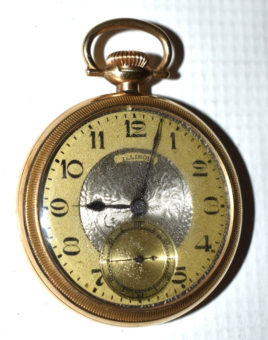 ILLINOIS GOLD PLATED P/WATCH W/SANTE FE SPEC. MOVEMENT (1 of 5)