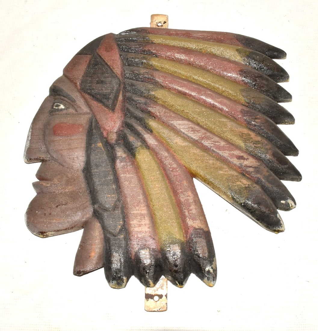 FOLK ART CARVED/PAINTED INDIAN CHIEF, 19/20TH C. (1 of 7)