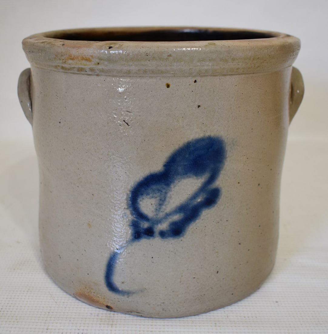 1 GALLON SALT GLAZED STONEWARE CROCK W/BUTTERFLY (1 of 6)