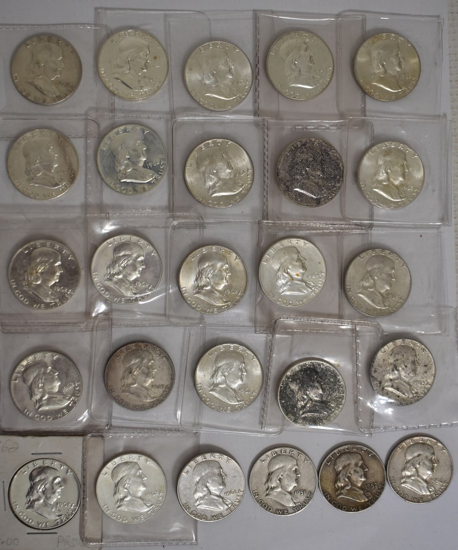 LOT (26) U.S. FRANKLIN SILVER HALF DOLLARS (1 of 14)