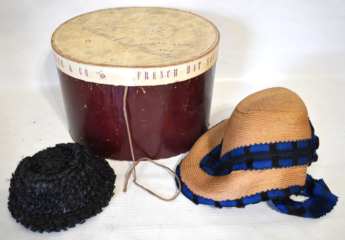 LOT (2) EARLY WOMAN'S BONNETS, C. 1830/80 (1 of 12)