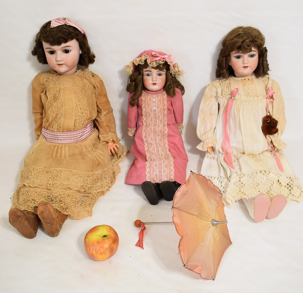 LOT (3) ASSORTED BISQUE DOLLS, 19/20TH C. - 2