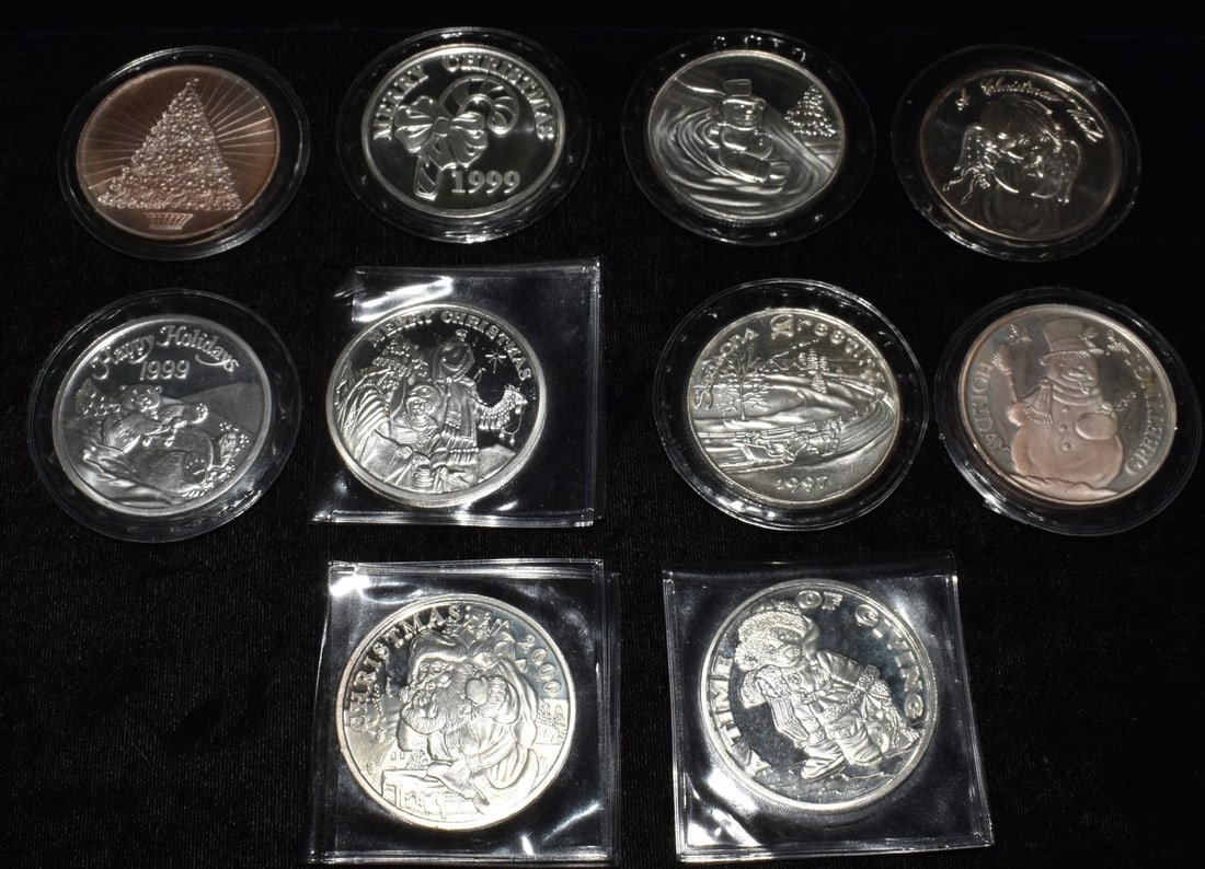 LOT (10) ASSORTED U.S. SILVER ROUNDS, APPROX. 11.5 OZ. (1 of 3)