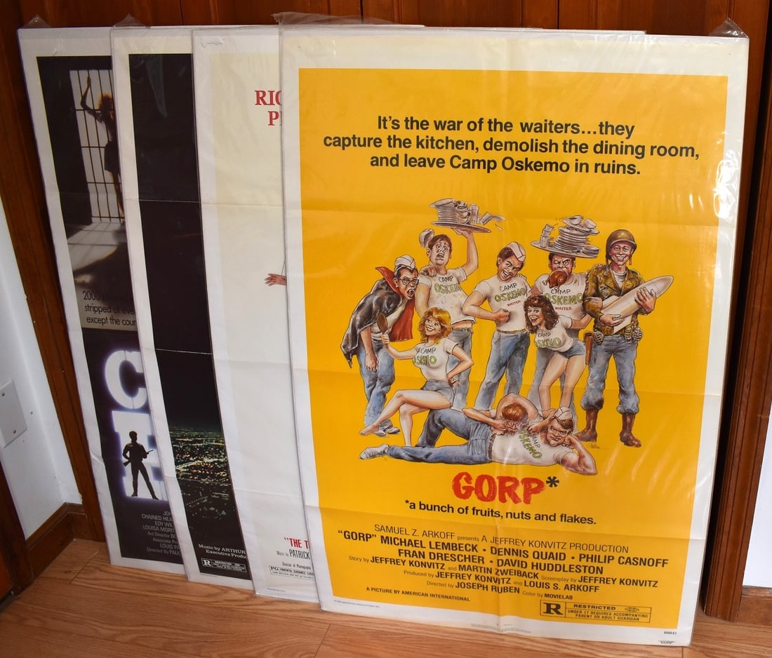LOT (4) ASSORTED VINTAGE MOVIE POSTERS, C. 1980'S: LOT (4) ASSORTED VINTAGE MOVIE POSTERS, C. 1980'S, 42" X 27"