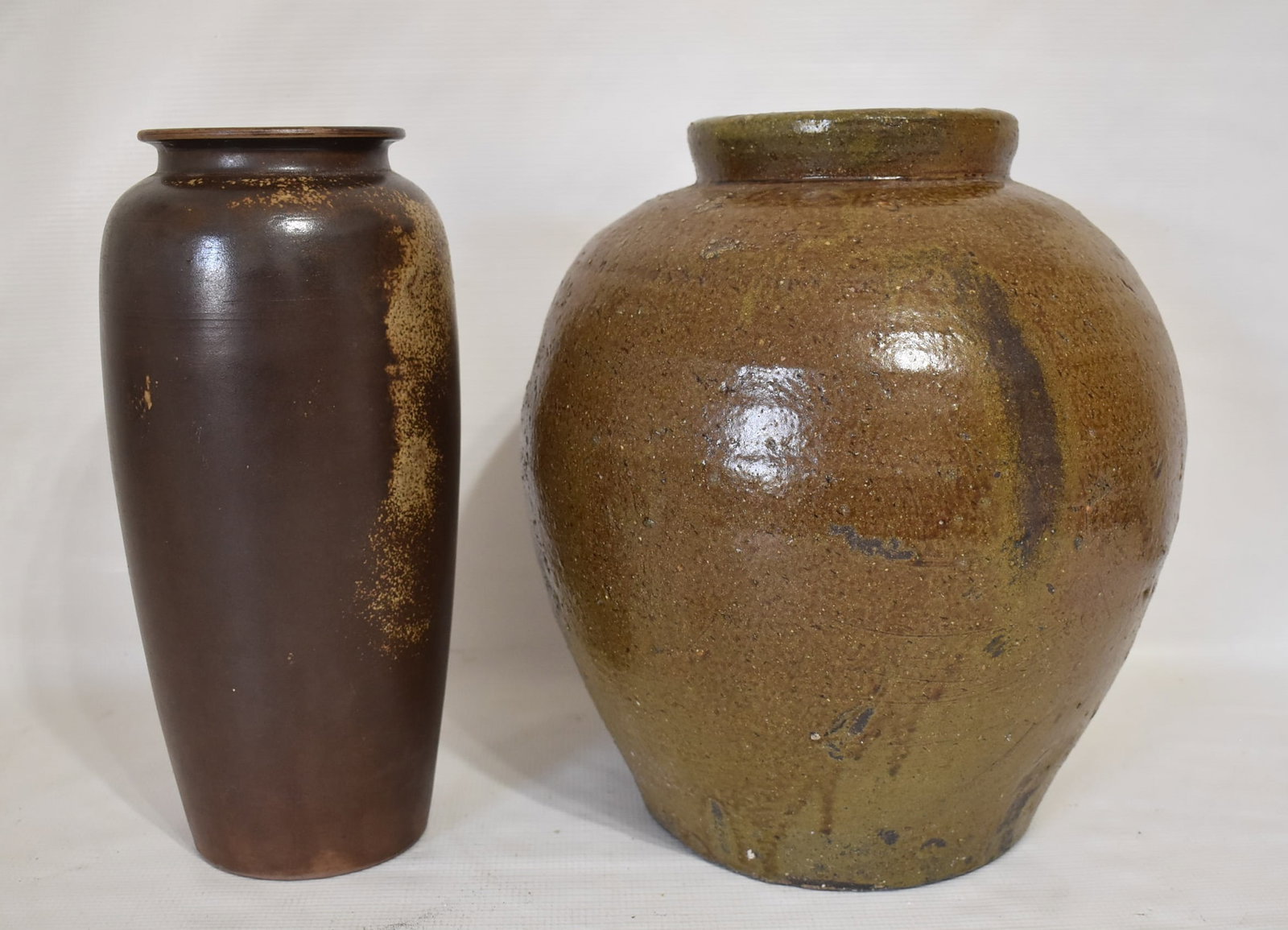 LOT (2) CHINESE/JAPANESE STUDIO POTTERY VASES (1 of 12)