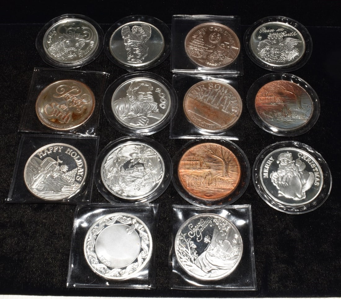 LOT (14) ASSORTED U.S. SILVER ROUNDS, APPROX. 16.0 OZ. (1 of 4)