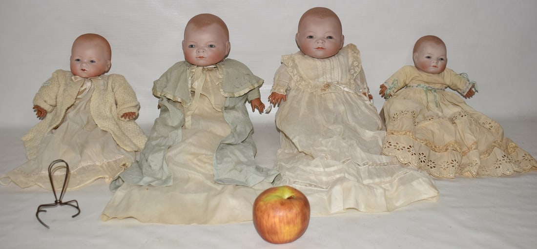 LOT (4) ASSORTED BISQUE DOLLS, 19/20TH C. - 2