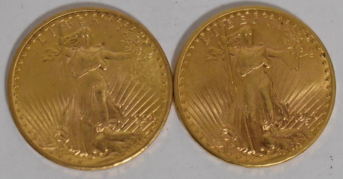 LOT (2) U.S. SAINT GAUDENS 20 DOLLAR GOLD COINS 1913-D (1 of 4)