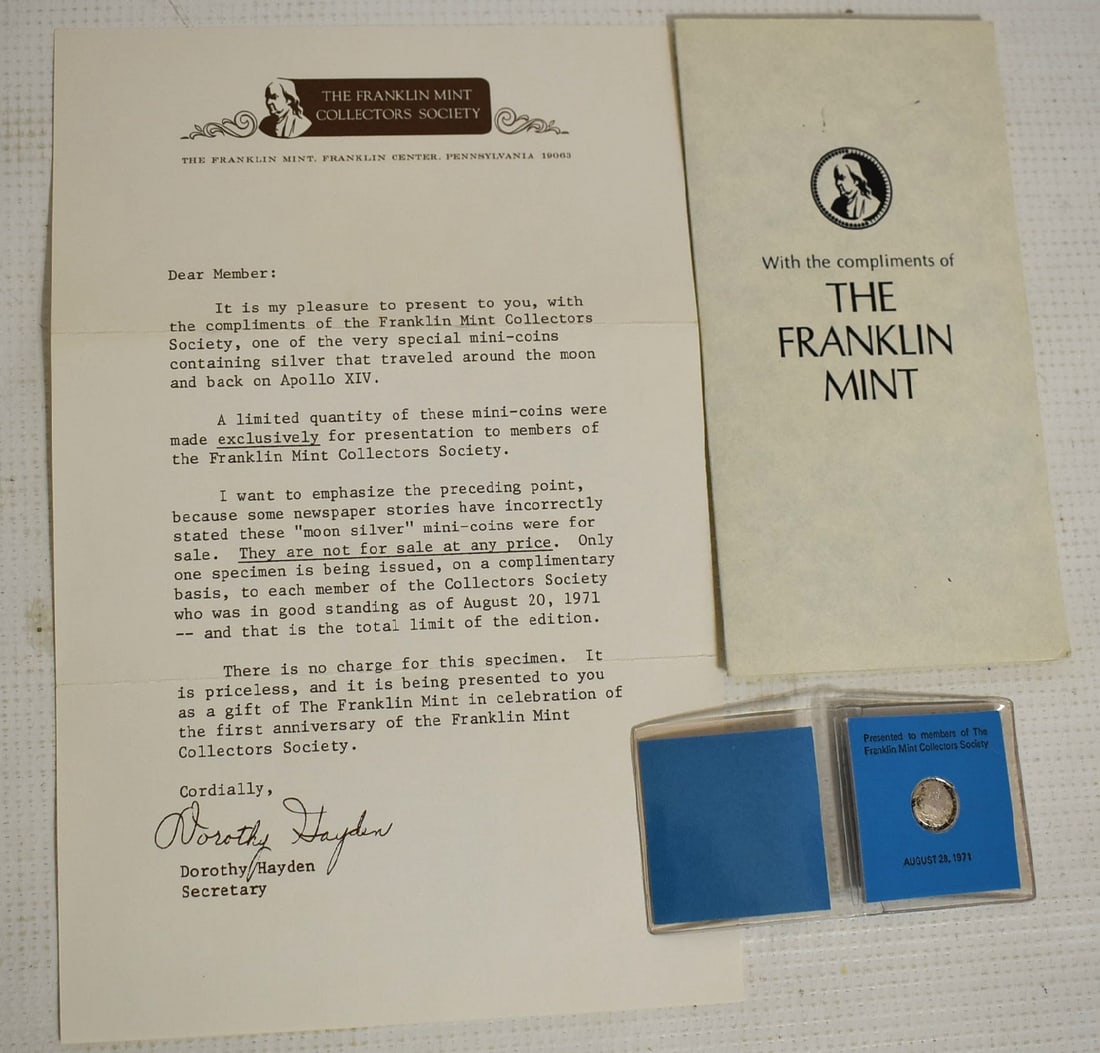 COLLECTORS SOCIETY APOLLO XIV SILVER COIN (1 of 4)