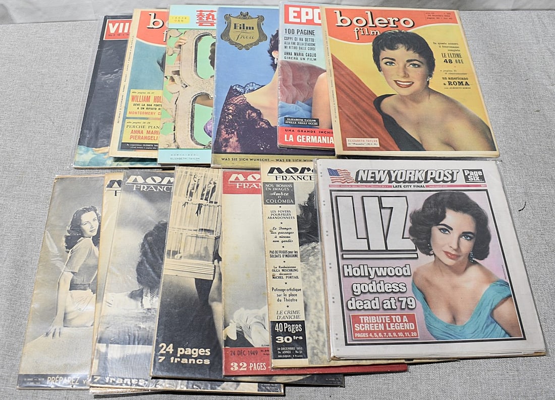 LOT ASSORTED VINTAGE ELIZABETH TAYLOR (1932-2011) COVER: LOT ASSORTED VINTAGE ELIZABETH TAYLOR (1932-2011) COVER/MAGAZINES, C. 1940'S/2000'S