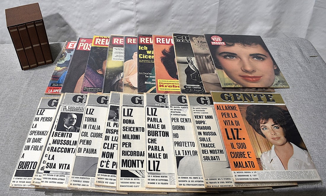 LOT ASSORT. VINT. ELIZABETH TAYLOR (1932-2011) PHOTOS: LOT ASSORTED VINTAGE ELIZABETH TAYLOR (1932-2011) PHOTOS/MAGAZINE COVERS, C. 1940/70'S