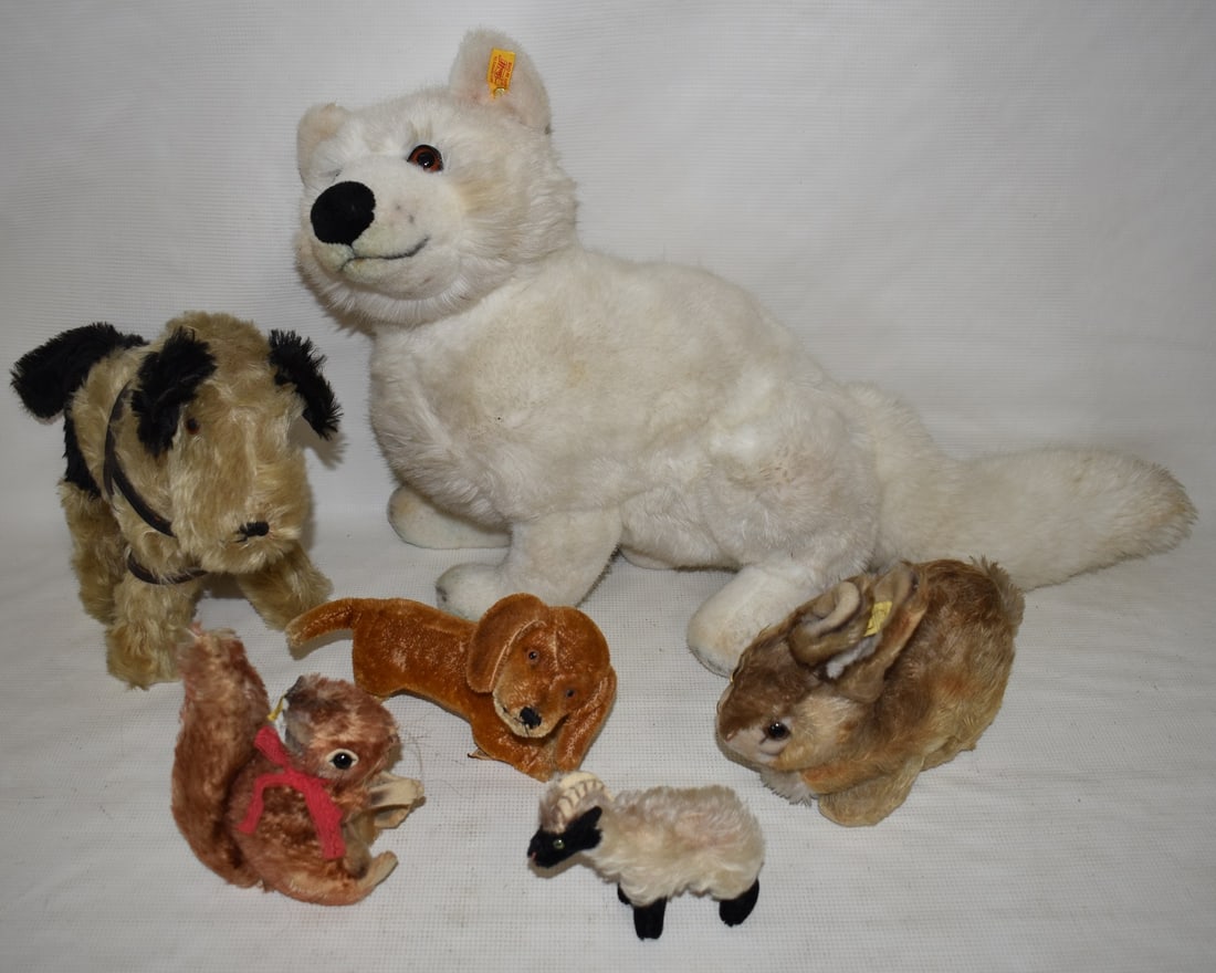 6 VINTAGE STEIFF INCL. LARGE HUSKY DOG, JACK RUSSELL ++ (1 of 17)