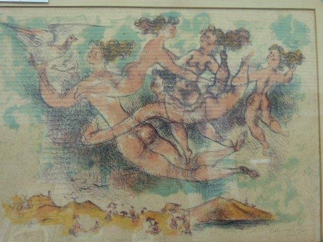 Chaim Gross(American, 1904-1991) ltd ed.lithograph: Lithograph w/ Color Summer Fantasy Signed Chiam Gross limited edition# 65/185 Dimensions: 18" x 13" Condition:Good Provenance: westchester estate