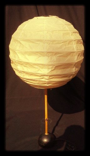 Mid Century Modern Bamboo/Iron Table Lamp Noguchi c1960: Mid-Century Modern Bamboo/Iron Table Lamp Signed Isamu Noguchi H. 23"