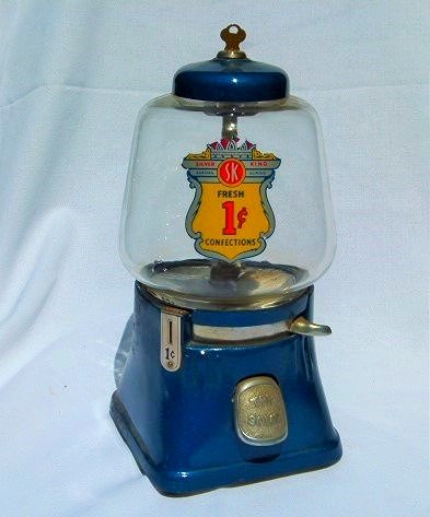 Mint Penny Gumball Machine c.1930: Mint Penny Gumball Machine One Cent, Great Color