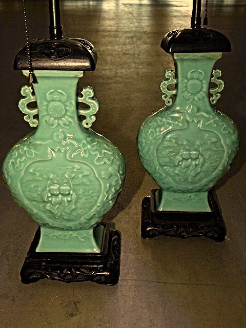 PR. CHINESE CELADON VASES (MOUNTED AS LAMPS) 19TH C. (1 of 10)
