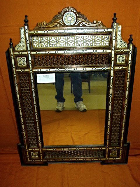 MOORISH/SYRIAN CARVED INLAID WALL MIRROR 19TH C. (1 of 5)