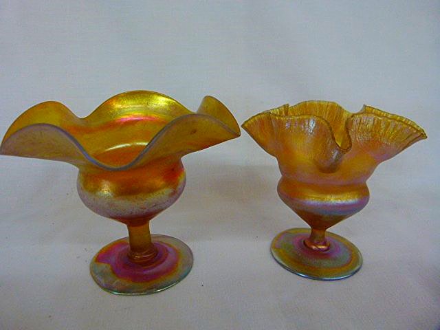 LOT (2) TIFFANY FAVRILE ART GLASS COMPOTES C.1900 (1 of 6)