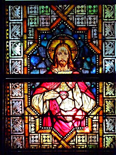 3 EARLY RELIGIOUS STAINED/PAINTED GLASS WINDOWS 19TH C (1 of 4)