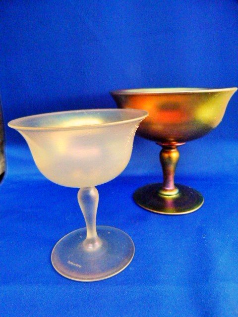 LOT (2) STEUBEN  PEDESTAL COMPOTES C.1900 (1 of 6)