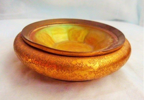 TIFFANY FURNACES GILT BRONZE/FAVRILE GLASS TRAY (1 of 9)