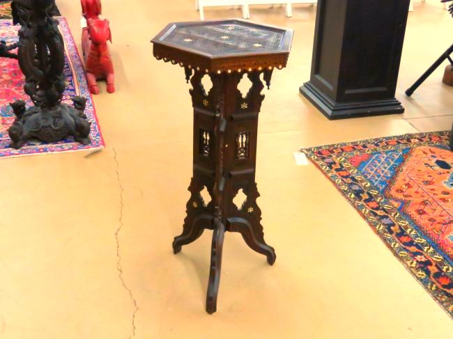 MOORISH/SYRIAN CARVED INLAID PEDESTAL TABLE 19TH C. (1 of 3)