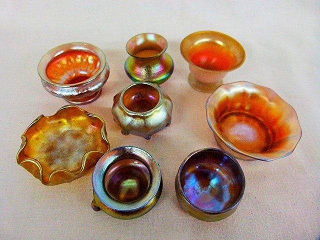 LOT (8) TIFFANY FAVRILE ART GLASS CABINET PIECES C.1900 (1 of 4)