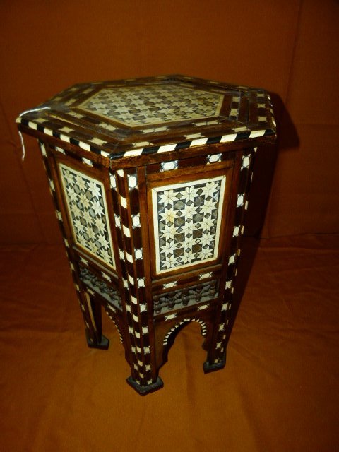 MOORISH/SYRIAN CARVED INLAID PEDESTAL TABLE 19TH C. (1 of 1)