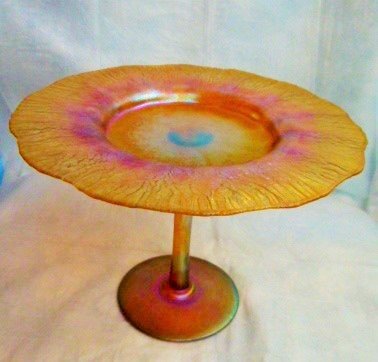 TIFFANY FAVRILE STRETCH ART GLASS COMPOTE C.1900 (1 of 3)