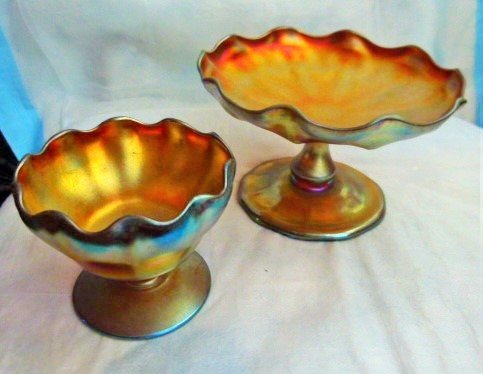LOT (2) TIFFANY FAVRILE ART GLASS COMPOTES C.1900 (1 of 1)