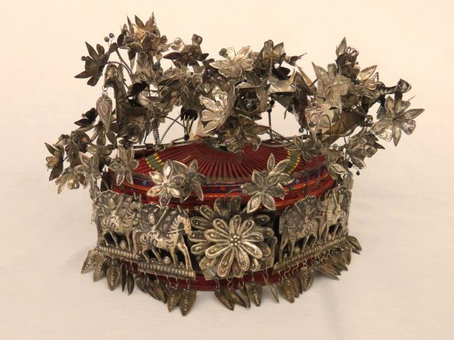 CHINESE SILVER HEADDRESS CROWN 19/20TH C. (1 of 8)