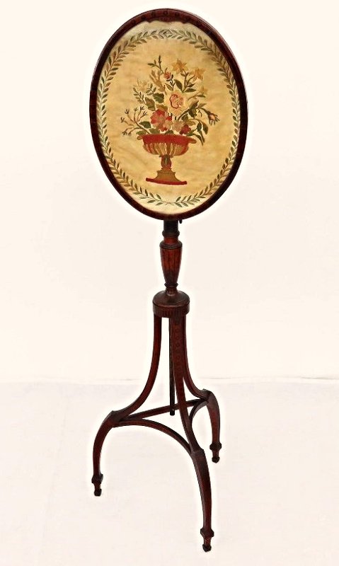 ADAMS STYLE DECORATED FIRE SCREEN 19TH C. (1 of 6)