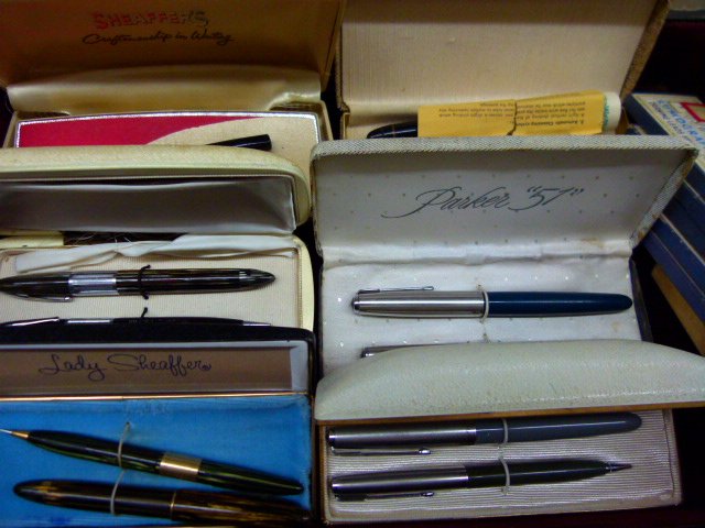 LOT 6 CASED FOUNTAIN/PENCIL PEN SETS PARKER EVERSHARP + (1 of 7)
