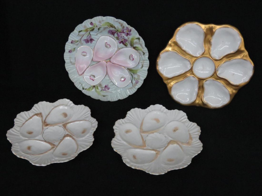 LOT (4) FRENCH GERMAN OYSTER PLATES 19TH C (1 of 7)