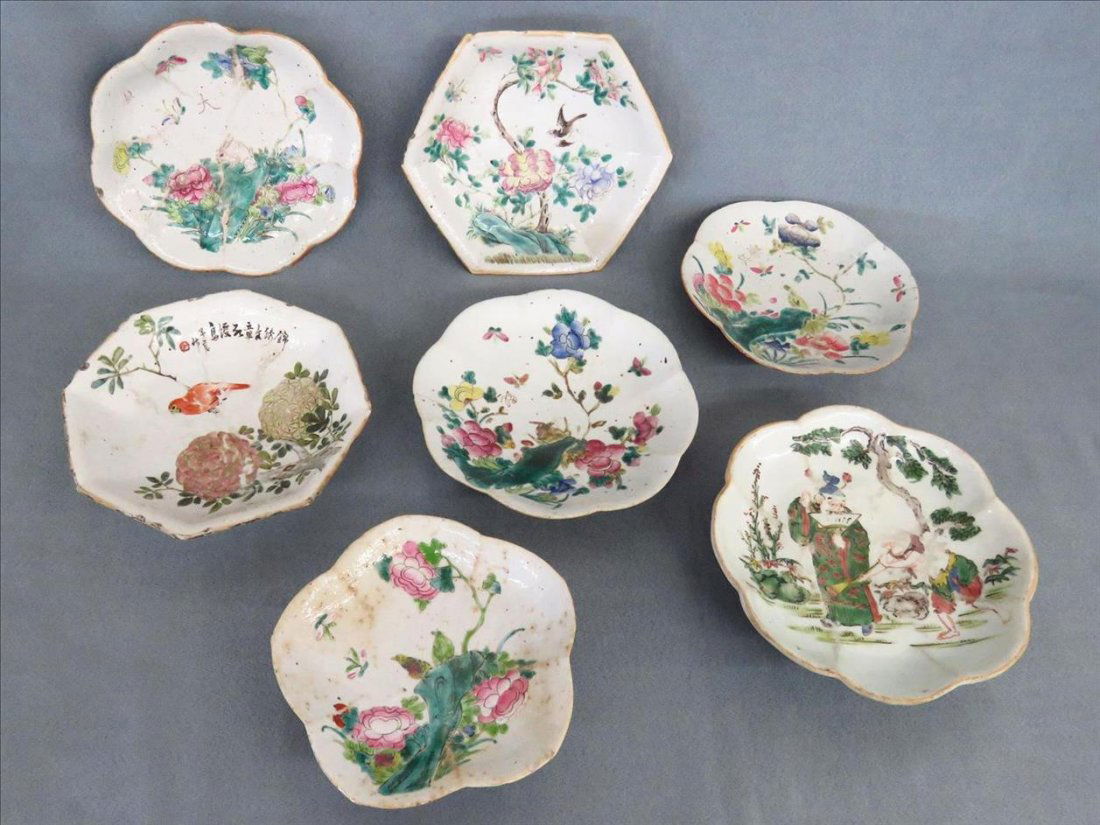 LOT (7) CHINESE FAMILE ROSE FOOTED BOWLS 18/19TH C (1 of 6)