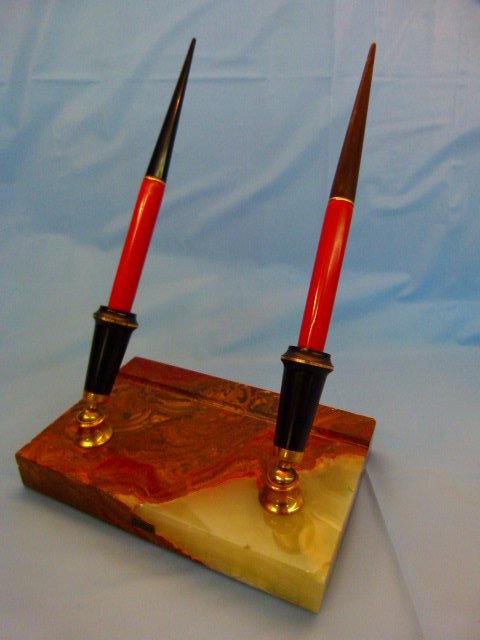 FINE PARKER BIG RED DUOFOLD DESK SET C. 1920 (1 of 7)