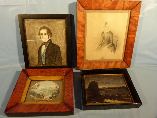 LOT 4 MINIATURE PAINTINGS PORTRAITS/LANDSCAPES 19/20TH (1 of 5)