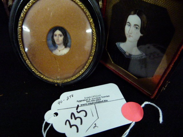 LOT (2) FOLK ART PORTRAIT MINIATURES 18/19TH C. (1 of 3)