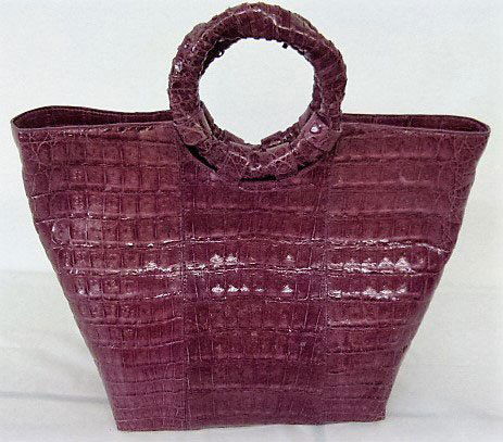 VINTAGE NANCY GONZALEZ CROCODILE (MAUVE) HANDBAG (1 of 6)